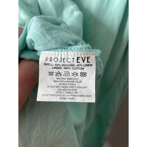 Project Eve Mint Green Linen Viscose Midi Dress Short Sleeve Modest Sz Small - Picture 10 of 10